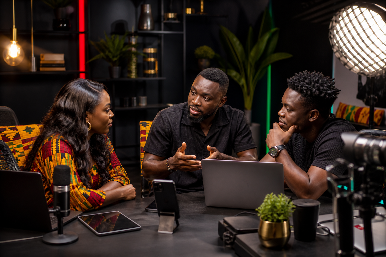 Ghana creator team discussing live-room guidance